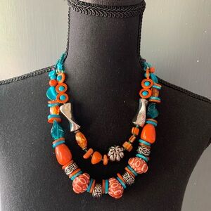 Fashion jewelry colorful boho beaded necklace.